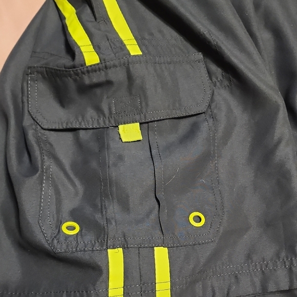 OP Gray and Yellow Athletic Swim Trunks Quick-Dry - Picture 3 of 8